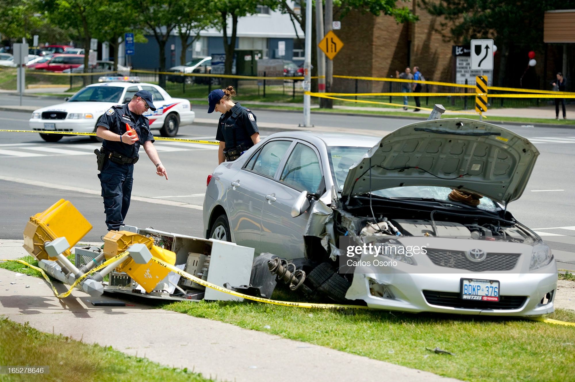 Wrecked silver Toyota 